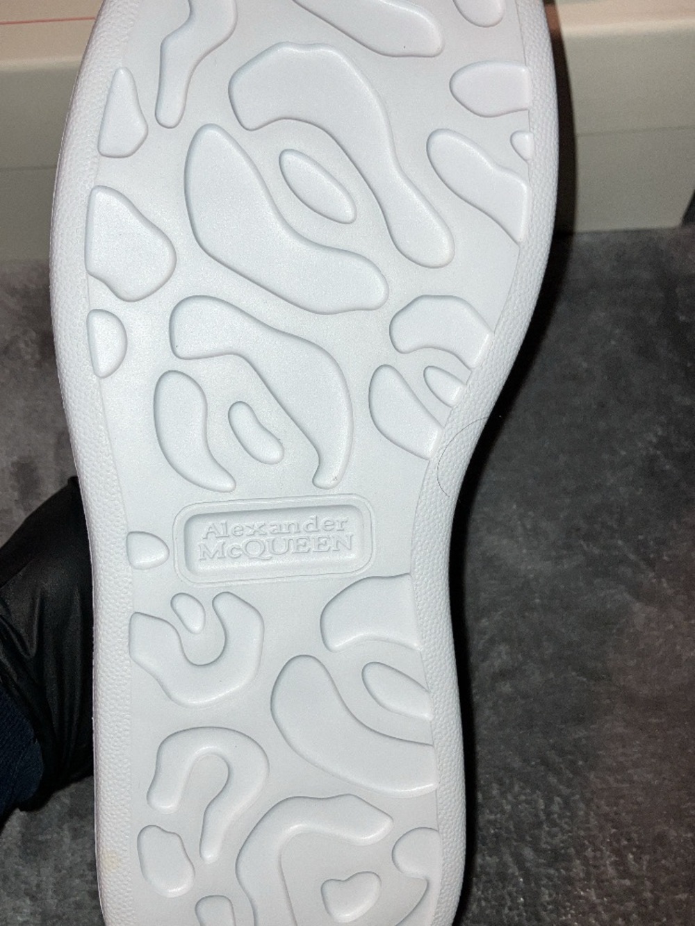 Alexander McQueen White Leather Sneakers with Black Heel Accent - Picture 4 of 5